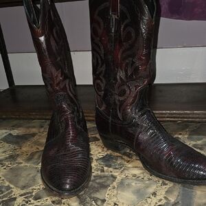 Dan Post Burgundy and Black Western Boots